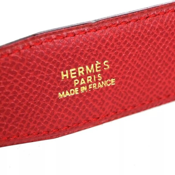 HERMES H Logo Constance Reversible Buckle Belt #70 Leather Black Red 72RH304 - Picture 7 of 12